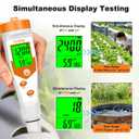 Hydroponics EC pH Tester, Simultaneous Display pH ppm for Base Reservoir Water, Continuous Monitoring of pH Conductivity Temp. ppm for Growing Nutrients, Indoor DWC System, Aeroponic Garden