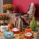 Bucherry Set of 4 Thanksgiving Pumpkins Fall Table Decor for Home Table Centerpieces, Harvest Autumn Resin Pumpkin Figurines Indoor Tabletop Centerpieces Decorative for Dining Room Shelf Decoration