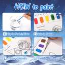 2 x Paint with Water Coloring Books for Toddlers, Watercolor Painting Book and Drawing Art Paper for Kids Ages 3 4 5 6 7 8 Years Old, Outer Space Art Craft for Drawing with Brush