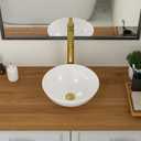 Round Vessel Sink - Logmey 13"x13" Small Bathroom Sink Modern White Vessel Sink for Bathroom Above Counter Porcelain Ceramic 13 inch Sink