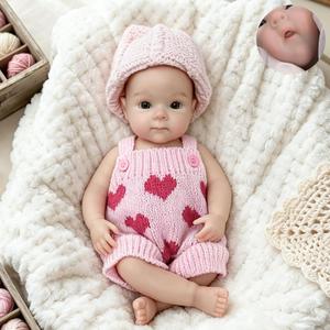 Gileutay 12 inch Full Silicone Reborn Baby Doll Girl Lifelike Newborn Dolls Open Mouth Real Life Baby Dolls with Feeding Accessories