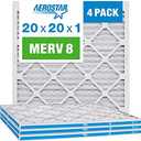 Aerostar 20x20x1 MERV 8 - Count of 4  - High Efficiency Pleated HVAC, Furnace & Air Conditioner Filters - Removes Dust, Lint, Mold & Allergy-Causing Pollen