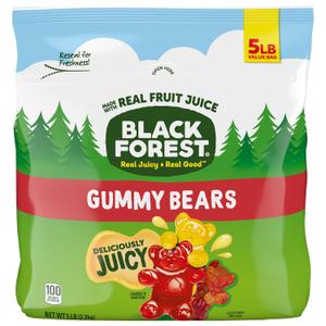 Black Forest Gummy Bears Candy, Made With Real Fruit Juice, Resealable 5-Pound Bulk Bag (80oz) BBD: 07/18/26