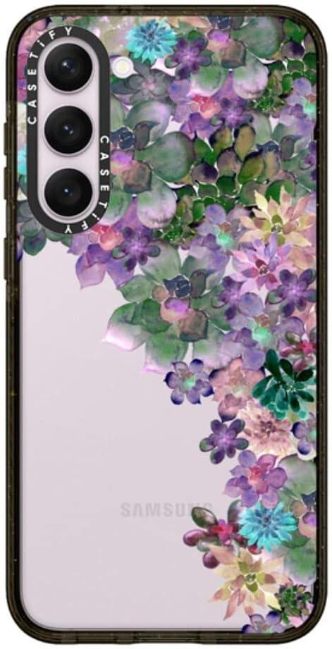 CASETiFY Impact Galaxy S23+ Case [4X Military Grade Drop Tested / 8.2ft Drop Protection] - My Succulent Garden by Monika Strigel - Clear Black