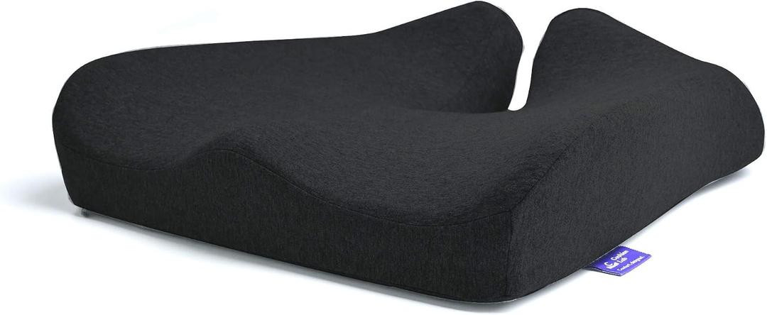 Cushion Lab Patented Pressure Relief Seat Cushion for Long Sitting Hours on Office & Home Chair - Extra-Dense Memory Foam for Soft Support. Car Pad for Hip, Tailbone, Coccyx, Sciatica - Black, 18 W x 15.5 L x 4 H inches