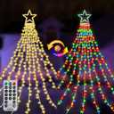 Christmas Decoration Lights 320 LED Color Changing Outdoor Star String Lights Waterproof Waterfall Christmas Lights 11 Light Modes, Remote & Timer [Warm White & Multicolor]