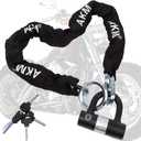 AKM Bike Lock Chain Lock 120cm/4ft Heavy Duty Durable 12mm Thick Anti-Theft Bicycle Chain Lock with 4Keys Security 16mm U Lock Disc Lock for Bicycle,Moped,Scooter,Motorcycle