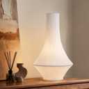 RONDURE 12.3" Modern Ceramic Table Lamp, Modern Bedside Lamps for Bedroom, Living Room and Nightstand, White Translucent Ceramic Shade, Warm Ambient Lighting, Home Decor