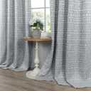 Grey Pattern Curtains 63 Inch Length for Bedroom 2 Panels 50% Blackout Beautiful Cute Embroidered Gingham Textured Decorative Curtain for Living Room Boho Vintage French Country Style 52x63 Gray White