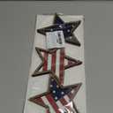 COCHIE 4th of July Decorations Wooden Stars, Patriotic Memorial Day Star Tiered Tray Decor Set of 3, Fourth of July Red White Blue Decoration for Home Office Table Shelf (Flag Hollow)