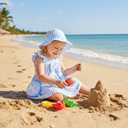 Renotemy Infant Baby Girl Summer Dress Ruffle Flutter Sleeve Bowknot Sundress Gifts Casual Clothes Outfits with Hat and Bag (12-18M)