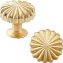 6 Pack Gold Cabinet knobs Kitchen Cabinet Handles with Vintage Cupboard Drawers Hardware Dresser Drawer Handles Kitchen Cabinet Pulls (6, Brushed Gold)