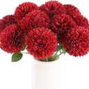 Hananona 12 Pcs Artificial Chrysanthemums Flowers Burgundy Red Flowers, Fake Mums Silk Flowers for Spring Home Decor Christmas Floral Arrangement Halloween Table Centerpiece (12, Burgundy)