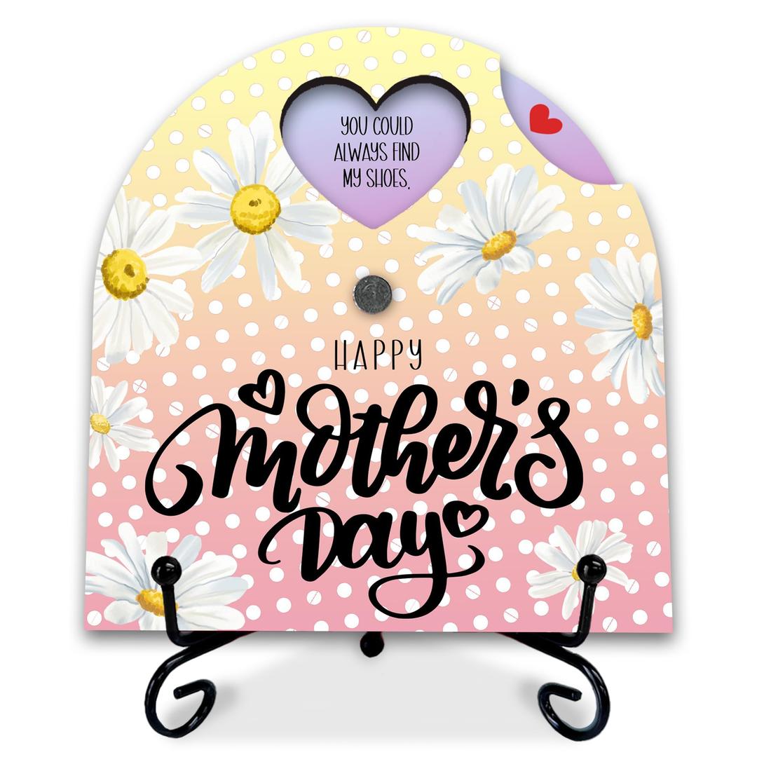 Meaningful Wooden Decor For Mom, 6 Reasons To Love Mom, Rotatable Wooden Sign With 1 Iron Stand, Idea Gifts For Mother,Mother Birthday Gifts, Women's Home Office Decor.