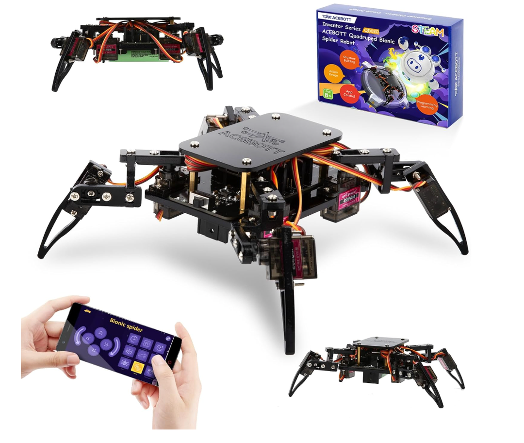 ACEBOTT STEM Robotics Science Kits for Adults, ESP8266 Spider Robot Building Kit, App Remote Control, Walking Crawling Fun Educational Toy