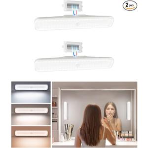 EZVALO 2 Pack Wireless Makeup Light, Rechargeable Vanity Lights for Mirror with 3 Color Modes, Stepless Dimming, Touch Control & Adjustable Angle, Cordless Bathroom Mirror Light, Gift for Women