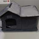 Outdoor Cat House Weatherproof & Insulated for Winter - Upgraded Seamless Bottom Feral Cat Shelter, Waterproof Cat Houses for Outdoor Cats, Easy to Assemble Outside Cat House with Mat(Grey, L)