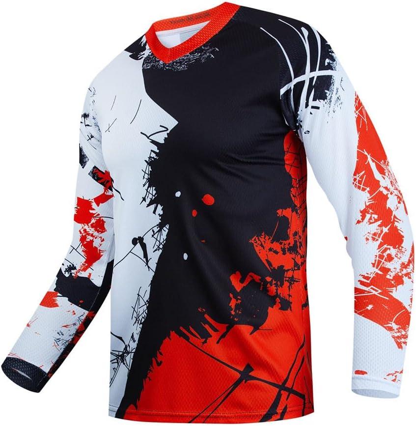 Dirt Bike Jersey for Youth, Kids Mountain Bicycle Shirt Long Sleeve for Motorcycle Motocross BMX Moto Mx Offroad Racing (12 Years, Red)