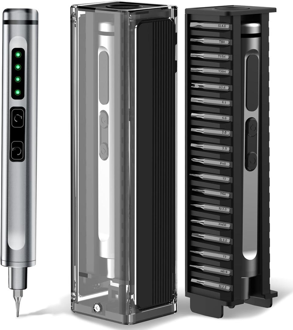 Mini Electric Screwdriver, 41-in-1 Precision Electric Screwdriver Set with 36 Magnetic Bits, Cordless Screwdriver Set, Magnetic Storage, Portable Repair Tool for Electronics Phone Camera Laptop Watch (Black Plastic)