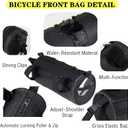 Bike Handlebar Bag, 2.4L Large Capacity Bicycle Front Storage Pouch with Detachable Shoulder Strap, Waterproof Universal Fit for MTB Road Bike Folding Bike Scooter (Black)