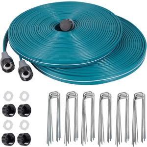 LINEX Sprinkler Soaker Hose 50 ft 2 pack for Garden Lawn Watering Hose with Hose Stakes