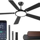 OJX Ceiling Fans with Lights, 52 inch Ceiling fan with Light and Remote/APP Control, 3CCT, Quiet DC Reversible, Dimmable, Modern Ceiling Fan for Bedroom, Living Room, Kitchen, Indoor/Outdoor Use (Black)