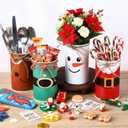 LemonRoad 4 Pcs Christmas Metal Vase for Table Centerpieces Farmhouse Vases Decor with Twine Bow Galvanized Metal Vases Artificial Flower Buckets for Christmas Home Party Decorations, 4.33 Inch