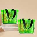TotePrint Clear 1Packs Small Tote Work Bag,Gift Wrap Handbag for Bridal and Birthday Party,Travel Makeup Pouch with Handle (1pcs-green)