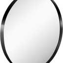 26-Inch Large Wall Mounted Round Mirror Premium Brushed Metal Coated Frame Black Wall Mirror for Washroom, Entryways, Living Rooms