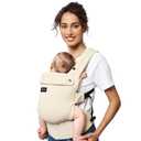 Momcozy Baby Carrier with Natural Cotton Linen, Built to Last, Ergonomic Design, 7-45lbs for Infant and Toddler, Lightweight and Comfortable, Hands-Free for Moms&Dads, Light Amber