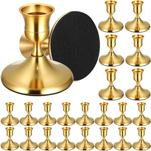 24PCS Brass Gold Taper Candle Holders Set, Vintage Metal Candlestick Holders for Table Centerpiece, Wedding Reception, Festive Christmas Mantel Decoration or Home Decor Gold