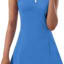 Tennis Dress for Women, Tennis Golf Dresses with Built in Shorts and Pockets for Sleeveless Workout Athletic Dresses (Blue, S)