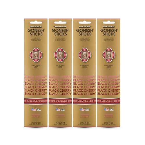 Gonesh - Extra Rich Scented Incense Sticks - Non-Toxic 10” Slow Burn Aromatic Sticks - Black Cherry - 80 Total - 4 Packs of 12