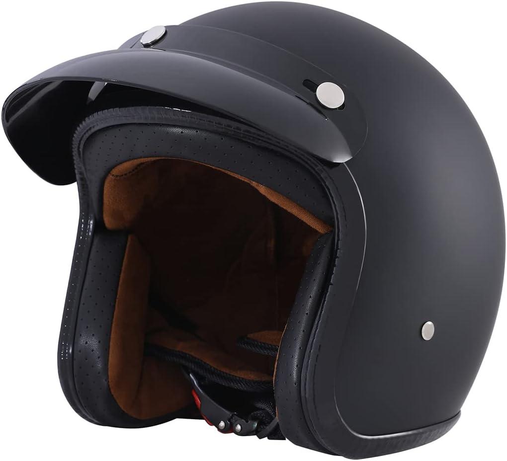 Harssidanzar Retro Motorcycle Helmet 3/4 Open Face Helmet Vintage Style for Men Women, DOT Approved CU601 L