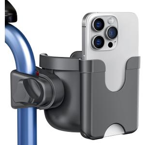 Guiseapue Cup Holder for Walker, Wheelchair Cup Holder with Phone Holder, Rollator Accessories for Seniors & Adults, Drink Holder for Rolling Walker, Wheelchair, Bike, Mobility Scooter, Stroller (Black)
