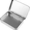 Silver Mini Portable Metal Tin Box with Lid - Rectangular, Hinged, Empty, for Candies, Soaps, Earrings, Jewelry, Crafts, Gifts