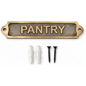 PANTRY Antique Vintage Door & Wall Plaque Sign | Classic Engraved Metal Kitchen & Storage Name Plate with Screws for Home Decor | 22 x 5 cm | PANTRY