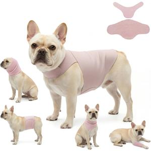 DAJIDALI Dog & Cat Anxiety Vest & Spay Recovery Suit Silent Adjustable Calming Wrap for Surgery & Thunderstorms 2-Piece Cone & Recovery Onesie Alternative, M, Pink