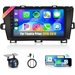 Car Stereo for Toyota Prius 2010-20158Core 2+64G Wireless Carplay Android Auto,9" 1280x720P IPS Touch Screen Radio, Android/GPS/WiFi/32EQ DSP Audio/Bluetooth/SWC/Backup Camera