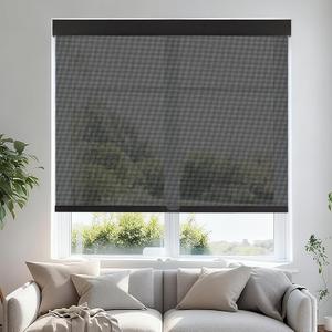 Persilux Free-Stop Cordless Roller Shades for Windows Light Filtering Shades, 5% Openness Solar Screen Semi Sheer Roller Blinds UV Protection for Office and Home. Easy to Install 34.5"W x 72"H, Black