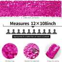 Pufogu 12 x 108 Inch Sequin Table Runner,Fuchsia Glitter Premium Big Sequin Table Runner, Rectangle Table Runners for Halloween, Christmas, Wedding Party, Birthday Party, Banquet Decor (1 Pack).
