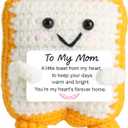 Crochet Toast Gift for Mom from Daughter or Son, Cute Handmade Plush Keepsake with Heartfelt Message Card, Mothers Day or Birthday Gift, Small Desk Decor