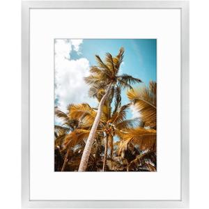 Frametory, 16x20 Picture Frame with Mat for 11x14 Picture- - High Definition Glass Wide Molding - Preinstalled Wall Mounting Hardware (Silver, 1 Pack)