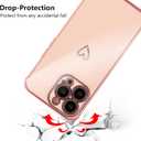 ZTOFERA Designed for iPhone 13 Pro Max Case 6.7 inch,Cute Plating Edge Love Hearts Pattern with Camera Lens Protection Phone Cover for Girls Women,Pink