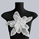Embroidered Lace Applique Sequin Beading Decoration/Clothing Accessories/Wedding Headwear/Wedding Stickers Flowers (Bright white)