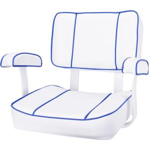 Boat Seat, Boat Fishing Chair Made of Super Soft Microfiber Leather, Waterproof and Durable, Suitable for Yachts, Pontoons, Easy to Install (white+blue)