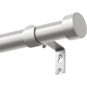 KAMANINA Silver Curtain Rods 32 to 58 Inch (2.6-4.8 Feet), 1 Inch Heavy Duty Window Curtain Rod, Modern Adjustable Drapery Rods with End Cap (32"-58")