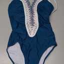 BMJL Women's Sexy One Piece Swimsuit Ruched Tummy Control Bathing Suit Plunge Color Block Swimwear 2026 (Deep Blue, S)