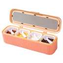 WANGSHIQI Clear Seasoning Box, 4 Packs Seasoning Rack Spice Pots, Condiment Jars Seasoning Box with Clear Covers and Spoons for Spice, Sugar, Salt, Pepper, Garlic Powder (Pink)