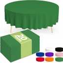 Pureegg Plastic Table Cloth Disposable 20 Pack, 84'' Round Table Cloths, St Patricks Day, Christmas Decorations, Tablecloths, Round, Forest, Emerald, Plastic Cover, Leakproof & Sturdy, Green